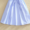 2018 Elegant Office Summer Dress Shirt Elegant Blue Stripped Cotton Turn Down Collar Wear to Work Shirts Women Dresses #BD728