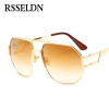 RSSELDN New Big Men Gold Metal Frame Sunglasses Woman Luxury Brand High Quality Sun glasses Male UV400 2017 Fashion glasses