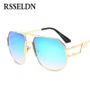 RSSELDN New Big Men Gold Metal Frame Sunglasses Woman Luxury Brand High Quality Sun glasses Male UV400 2017 Fashion glasses