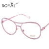ROYAL GIRL Large Frame Rhinestones Eyewear Frames Twin-Beams Women Optical Eyeglasses Gold Glasses Frames SS046