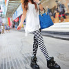 Girls Pants Breathable Spring Women Leggins Stars Stitching Stripe Leggings Elastic