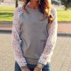 Lace Blouses Shirts Women Long Sleeve Blouse Blusa Feminina shirt Blouse Tops Solid O Neck Casual Shirts 5 Colors
