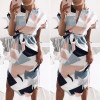 Laamei 2018 Summer Dress Women Fashion Print Bandage Elegant Cute Sashes Robes V-neck Sexy Slim Sheath Women Dresses Vestidos