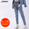 L 5XL plus size boyfriend jeans for women denim harem pants high waist summer casual patchwork loose jeans woman trousers blue