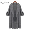 L - 5XL 2017 New Spring Autumn Fashion Long Sleeve Gray Casual Windbreaker Long Coat Baggy Clothes Women Trench Coat Plus Size