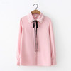 KYQIAO Lolita shirt Japanese school uniform 2018 mori girls autumn spring Japanese preppy style cute white pink bowknot blouse