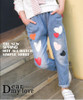 Children's Denim Clothing Girls Jeans Spring Autumn Long Trousers Heart Print Cute Pants Outfit For Teenager Girls Child Clothes