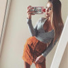 2016 Autumn Suede Leather Women Skirt Lace Up  Vintage High Waist Preppy Pocket Winter Bodycon Bandage  Short Pencil Skirts