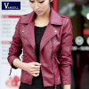 2016 Autumn Spring Short Fashion Leather Jacket Women Casual Coat Motorcycle jacket PU Leather Clothing Plus size Ladies Outwear