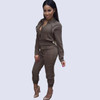 2016 Autumn Sexy Rompers Women Jumpsuit Turn down collar Long Sleeve Overalls Pockets Zipper macacao feminino comprido