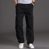 2016 autumn loose cargo pant multi-pockets straight trousers plus size casual army military pants for men