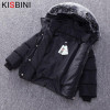 KISBINI Kids Thick Cotton Jacket Boys Girls Winter Padded Coat Warm Fur Hooded Parka Children Outerwear Child Clothing Chaqueta