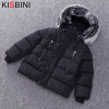 KISBINI Kids Thick Cotton Jacket Boys Girls Winter Padded Coat Warm Fur Hooded Parka Children Outerwear Child Clothing Chaqueta