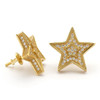 King Ice 14K Gold 3D Star Earrings