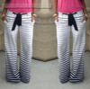AQ125 Summer Women Pants Casual Mid Waist Flare Wide Leg Long Pants Printed Casual Striped Trousers Palazzo Trousers