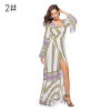 Aproms Flare Sleeve Wrap Tie Boho Long Maxi Dress Women Long Sleeve Flower Print Festival Day Dresses Female Loose Dress Vestido