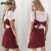 Aproms Back Tie Up Bow Summer Dress Women Sundress Elegant Linen Dress Slim Fit Bodycon White Black Soild Short Dress Vestidos