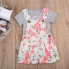 Baby Clothing Newborn Baby Girl Gray Clort T-shirt + Floral Romper Jumpsuit Outfit Clothes 2Pcs/Set