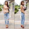 2017 Spring New Boyfriend Hole Ripped Jeans Women Pants Cool Denim Vintage Straight Jeans For Girl Mid Waist Casual Pants Female