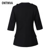 2017 Spring Lady White Black Blazer Half Sleeve Double Breasted Formal Jacket Women Elegant Fashion Suit Woman Office Wear Tops