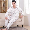 2017 Spring Fall Winter Men 100% Cotton Pajamas Set of Sleepcoat &amp; Trousers Adult Casual Sleepwear &amp; Nightclothes Plus Size 4XL