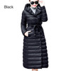 Hot 2016 Snow Winter Women's Anorak 90 % White Duck Down Jacket with Belt Longer Section Knee Hooded Double Breasted Jackets
