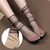 Hot 1Pair Women Sexy Breathable Silk Socks Soft Heap Elasticity Black Fishnet Lace Flower Mesh Ankle Elastic Hosiery Sock