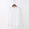 Dioufond Fashion Korean Style Women Shirts Long Sleeve Cotton Blouse Female V-Neck Solid Color White Shirts For Women Blusas