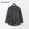 Dioufond Casual Pockets Women's Shirts Polka Dot Blusa Feminina V-neck Long Sleeves Women's Fashion Blouses White Black Red Tops