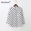 Dioufond Casual Pockets Women's Shirts Polka Dot Blusa Feminina V-neck Long Sleeves Women's Fashion Blouses White Black Red Tops