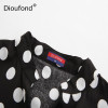 Dioufond Casual Pockets Women's Shirts Polka Dot Blusa Feminina V-neck Long Sleeves Women's Fashion Blouses White Black Red Tops