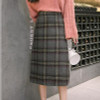 New 2017 Autumn Winter Female Medium Long Woolen Plaid Skirts England Style Elastic Waist Check Skirts For Women Big Size
