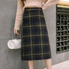 New 2017 Autumn Winter Female Medium Long Woolen Plaid Skirts England Style Elastic Waist Check Skirts For Women Big Size