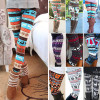 2017 Xmas Fashion Winter Warm Womens Christmas Snowflake Print Knitted Leggings Cotton Pants Xmas Gift