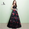LOVONEY M209 Sexy See Through Back Long Prom Dresses 2017 A Line Flower Pattern Floor-Length Prom Party Gown Robe De Soiree