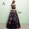 LOVONEY M209 Sexy See Through Back Long Prom Dresses 2017 A Line Flower Pattern Floor-Length Prom Party Gown Robe De Soiree