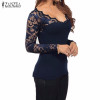 Lace Crochet Shirt 2018 Fashion Women Blouses Sexy Long Sleeve V Neck Stretchy Tops Casual Shirts Oversized Blusas Plus Size