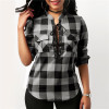 Rogi Womens Tops And Blouses Casual Plaid Shirts Long Sleeve Office Women Blouse Tunic Tops Sexy Lace Up Bandage Shirt Blusas