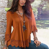 Rogi Women Lace Patckwork Blouses 2017 Sexy V-Neck Tee Shirt Ladies Jumper Tops Blusas Camisetas Mujer Femme Vetement Femme