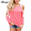 Rogi Women Cotton Tops and Blouses 2018 Vetement Femme Fashion Lace Crochet Shirts Sexy Cold Shoulder Blouse Blusa Feminina 2XL