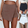 Spring Autumn Women Linen Irregular Hot High Waist Girl Skirt Shorts Culottes Wrap