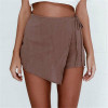 Spring Autumn Women Linen Irregular Hot High Waist Girl Skirt Shorts Culottes Wrap