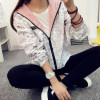 Spring Autumn Fashion Women Jacket Coat Pocket Zipper Hooded Two Side Wear Cartoon Print Outwear Loose