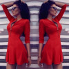 Spring Autumn Fashion Women Dress Solid Pleated V-neck Sexy Ladies Dresses vestidos Evening Party Bodycon Mini Dress