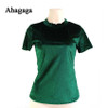 Ahagaga 2018 Autumn T-shirts Women Velvet Tees Shirts Short Sleeve O-neck Solid Cute Women Tops Streeetwear T-shirt Women Femme