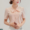 BIBOYAMALL Blouses For Women Summer Women Tops Short Sleeve Casual Chiffon Blouse Female Work Wear Solid Pink Office Shirts BIBOYAMALL Blouses For Women Summer Women Tops Short Sleeve Casual Chiffon Blouse Female Work Wear Solid Pink Office Shirts
