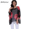 BHflutter New 2018 Women Blouses Floral Print Casual Loose Summer Shirts Batwing Sleeve Brief Chiffon Tops Plus Size 4XL 5XL 6XL