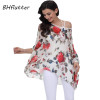 BHflutter New 2018 Women Blouses Floral Print Casual Loose Summer Shirts Batwing Sleeve Brief Chiffon Tops Plus Size 4XL 5XL 6XL