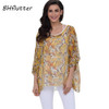BHflutter New 2018 Women Blouses Floral Print Casual Loose Summer Shirts Batwing Sleeve Brief Chiffon Tops Plus Size 4XL 5XL 6XL