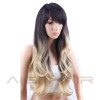 AISI HAIR Long Wavy Ombre Blonde Cosply Wig Synthetic Long Hair with Side Bangs Hairstyles